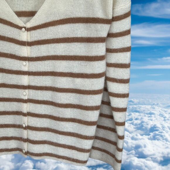 La Maille Sezane Medium Barry Knit Mohair Alpaca Blend Striped Cardigan - Picture 5 of 8